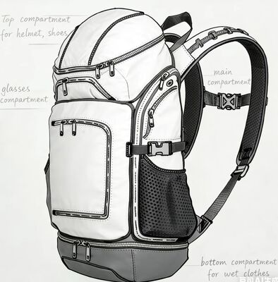 Sacchetto sportivo esterno in poliestere resistente all' acqua con colori personalizzati e pannello posteriore a maglia per la traspirabilità