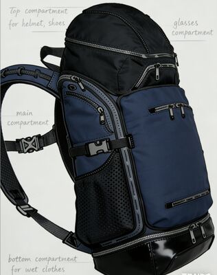 Sacchetto sportivo esterno in poliestere resistente all'acqua con strisce riflettenti e 5 compartimenti per viaggiare in palestra