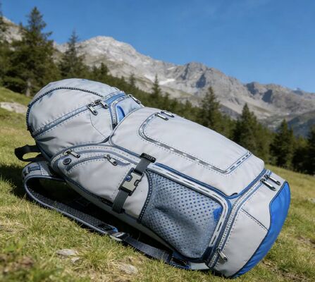 Borsa da palestra sportiva leggera in nylon con pannello posteriore in rete per la traspirazione e chiusura a zip