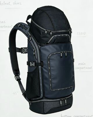 Sacchetto sportivo esterno in poliestere resistente all'acqua con strisce riflettenti e 5 compartimenti per viaggiare in palestra